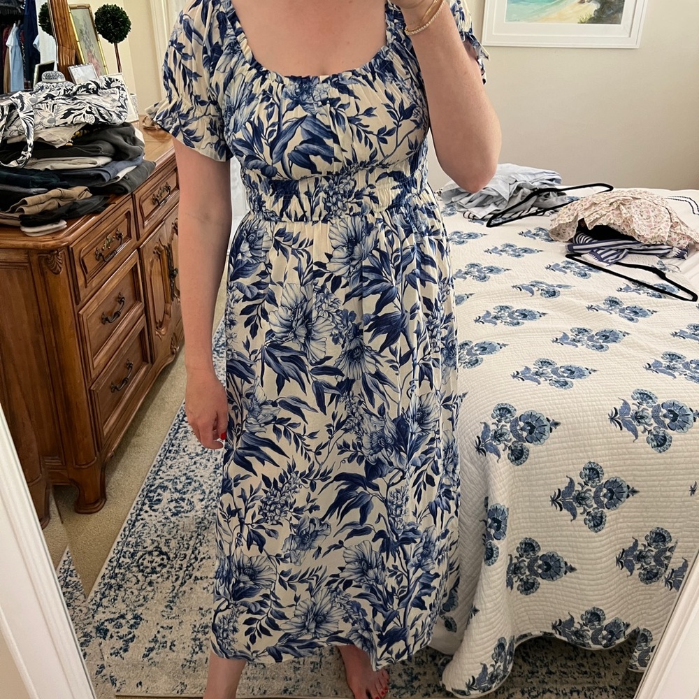 H&M Blue and White Floral Dress